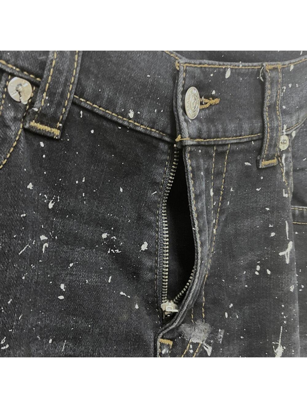 True Religion Men's Rocco Big T Paint Splatter Skinny Jean with Rips 36 - Picture 5 of 13